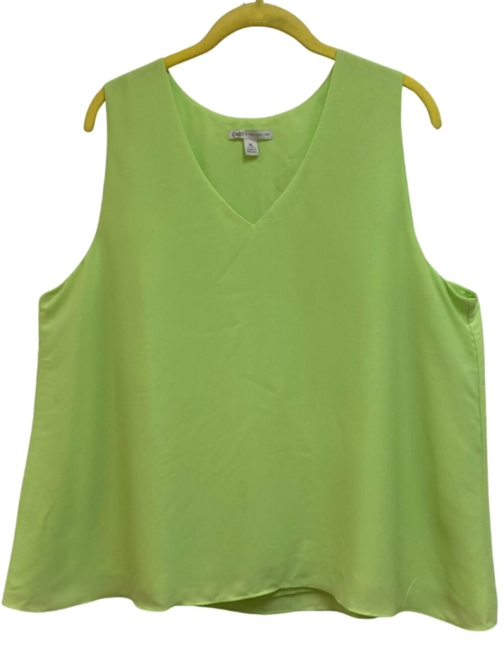 Cato Brand Silky Green Lined Sleeveless Chartreuse Blouse Size XL